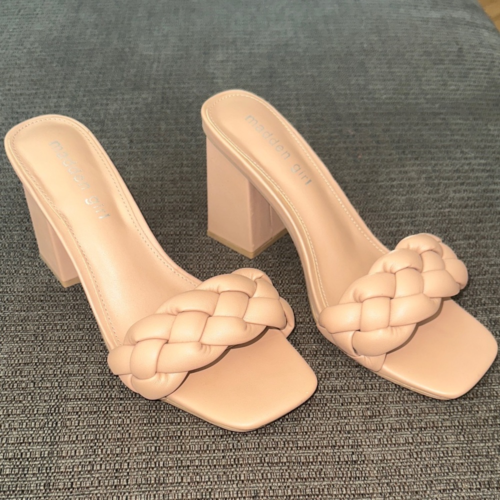 Madden Girl Nude Braided Block sandals